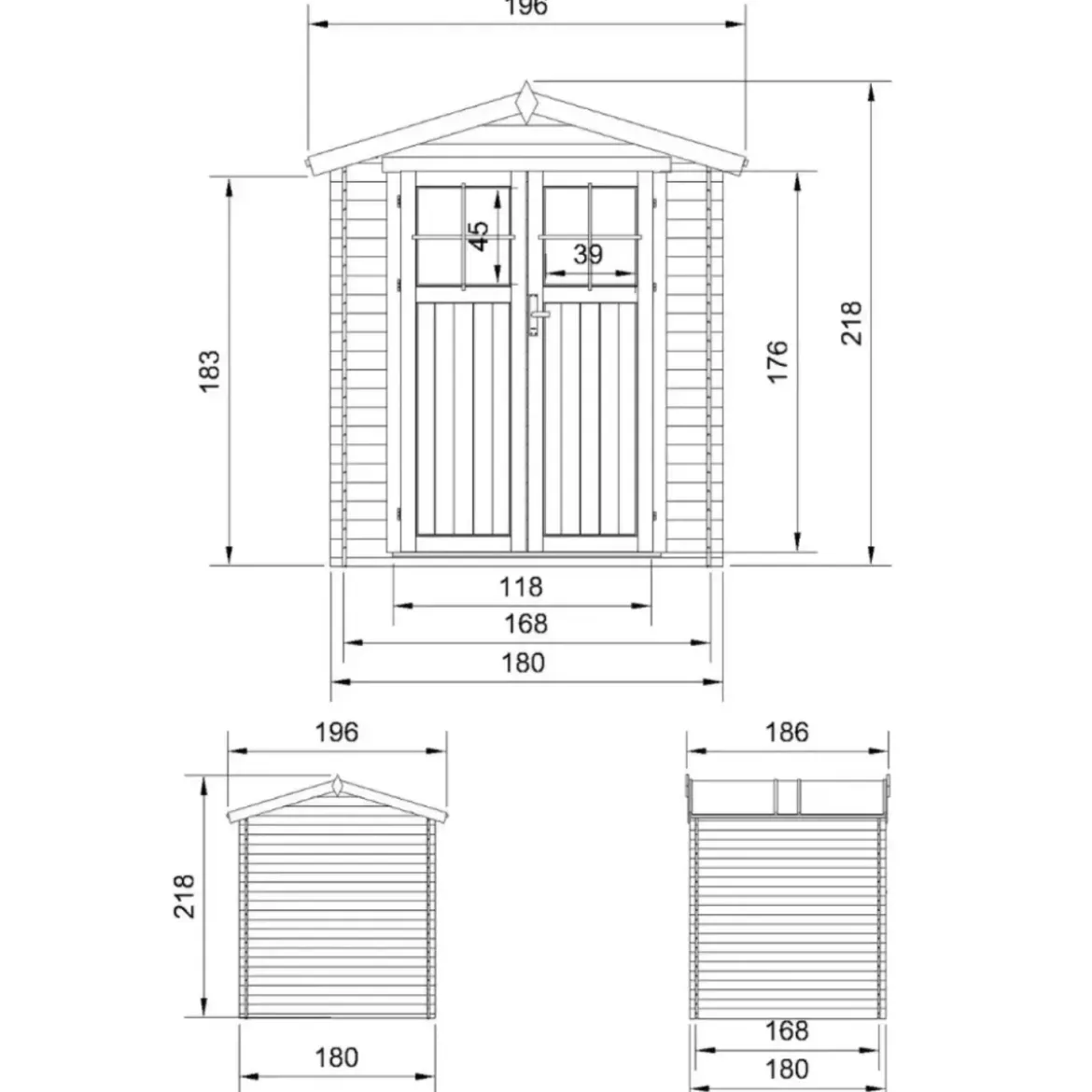 Casetta da Giardino in Legno 180x180 Pavimento Porta con Serratura
