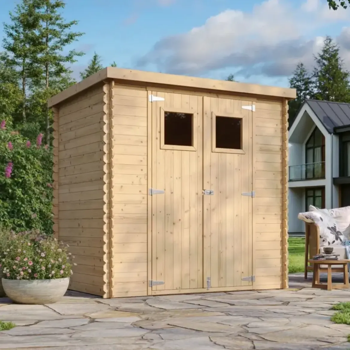 Casetta da Giardino 200x130 Legno 19 mm Doppia Porta Pavimento 2 m2