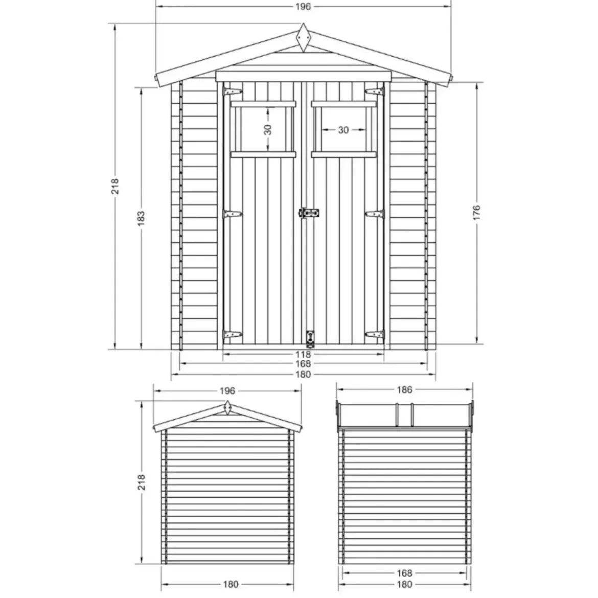 Casetta da Giardino 180x180 Legno 19mm Pavimento Porta con Finestra