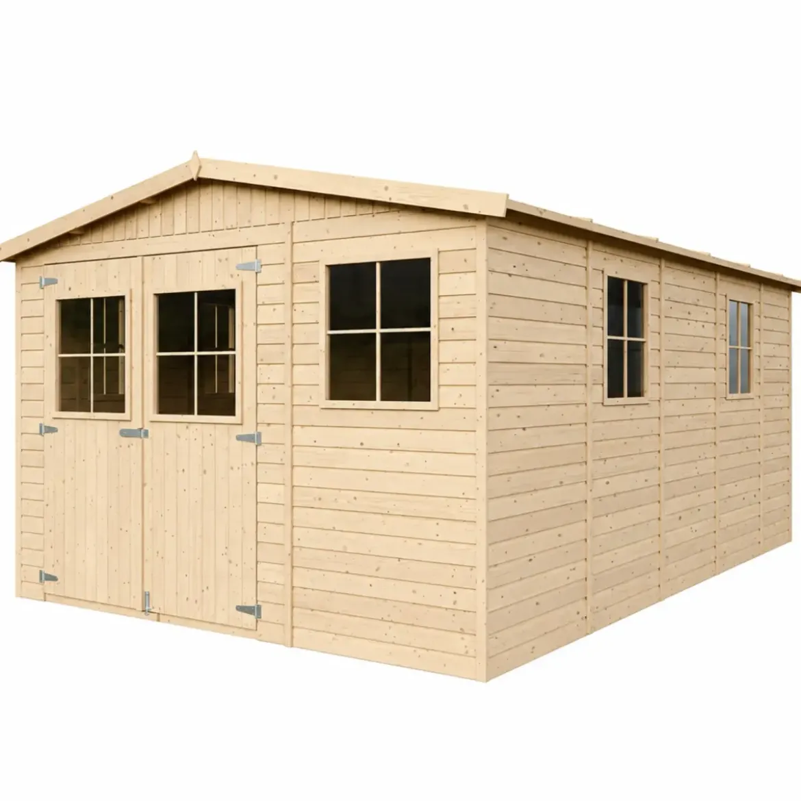 Casetta da Giardino 3x5 m in Legno 17 mm Porte Doppie Finestre 15 m2