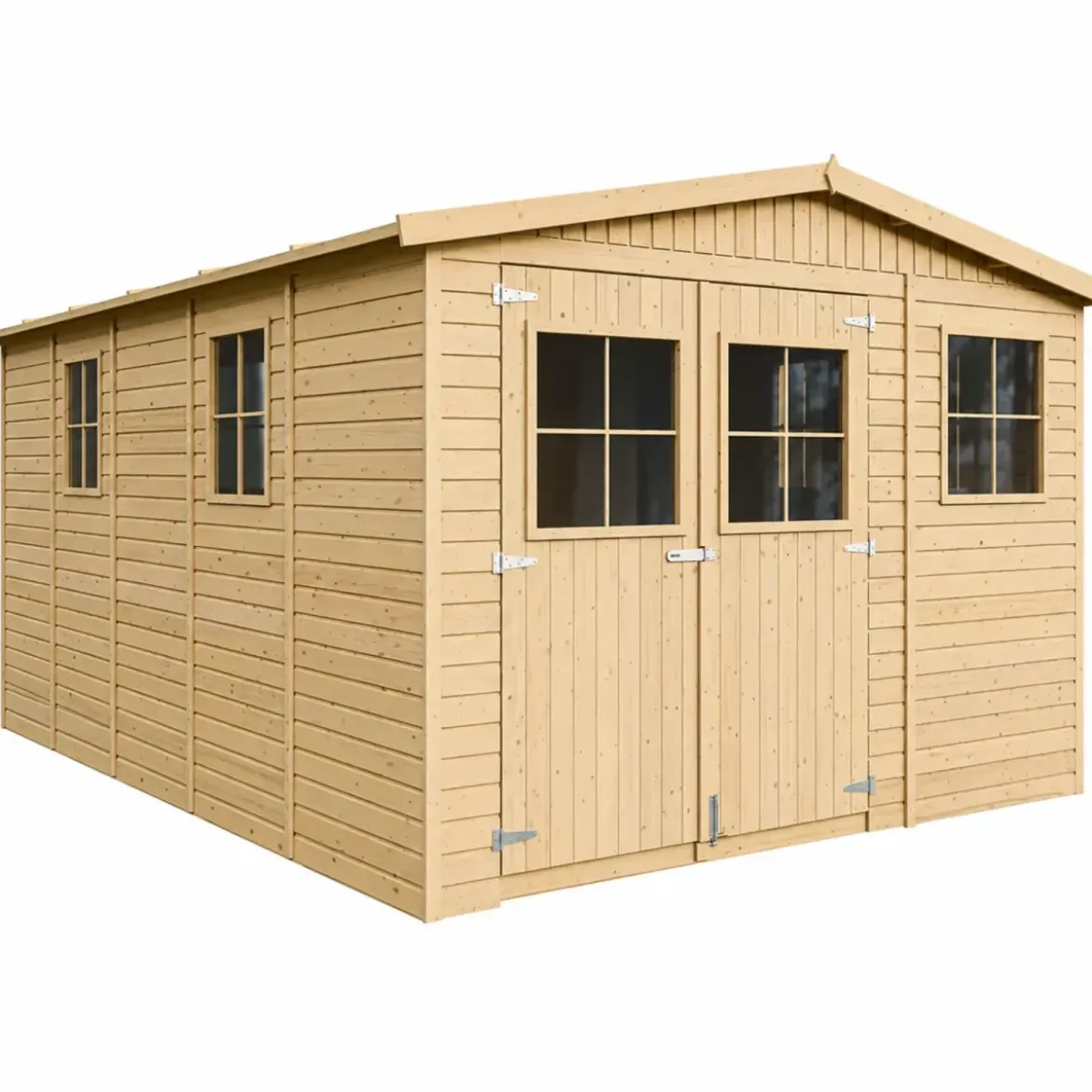 Casetta da Giardino 3x5 m Legno 17 mm Pavimento Porte Finestre 15 m2