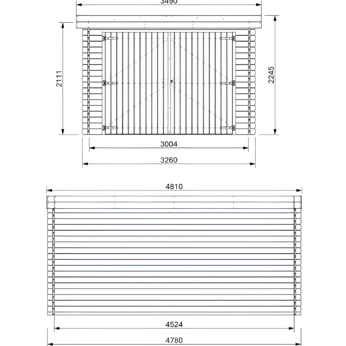 Casetta Garage Box in Legno Abete 28mm da Giardino 3x5 Porta Doppia