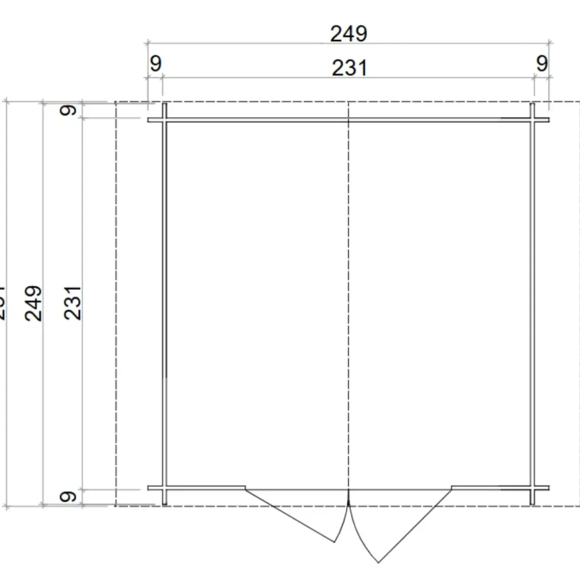 Casetta in Legno Block House 249x249 cm Porta Finestrata da Giardino