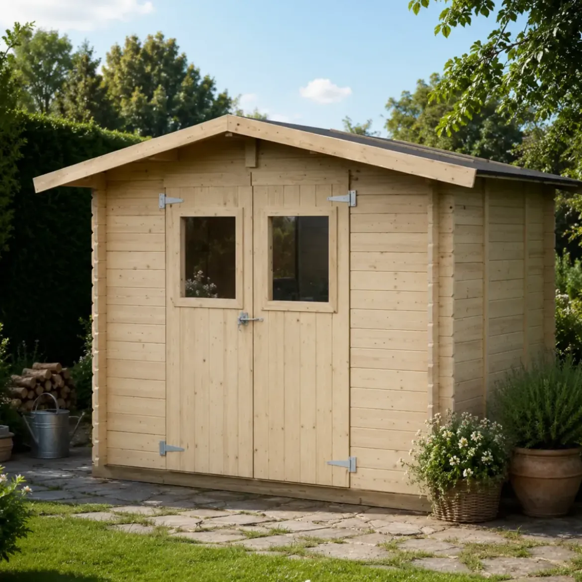 Casetta in Legno Block House 249x249 cm Porta Finestrata da Giardino