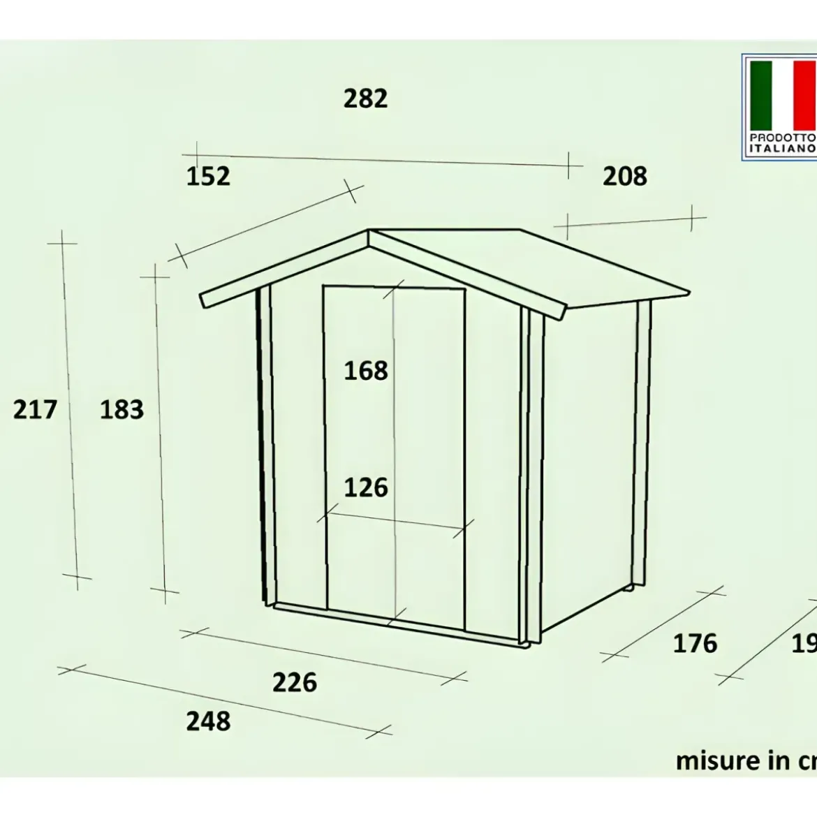 Casetta in Legno Blockhouse 2.5x2 19 mm con Pavimento Ricovero Attrezzi Giardino
