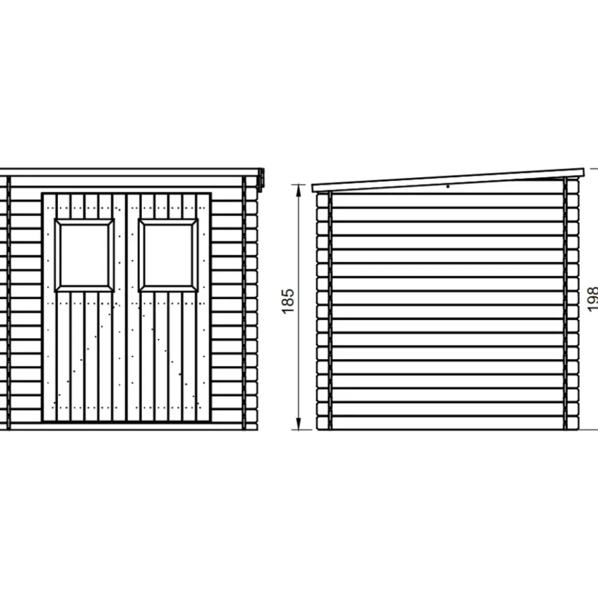 Casetta in Legno da Giardino Block House 2x2 m Doppia Porta Finestrata