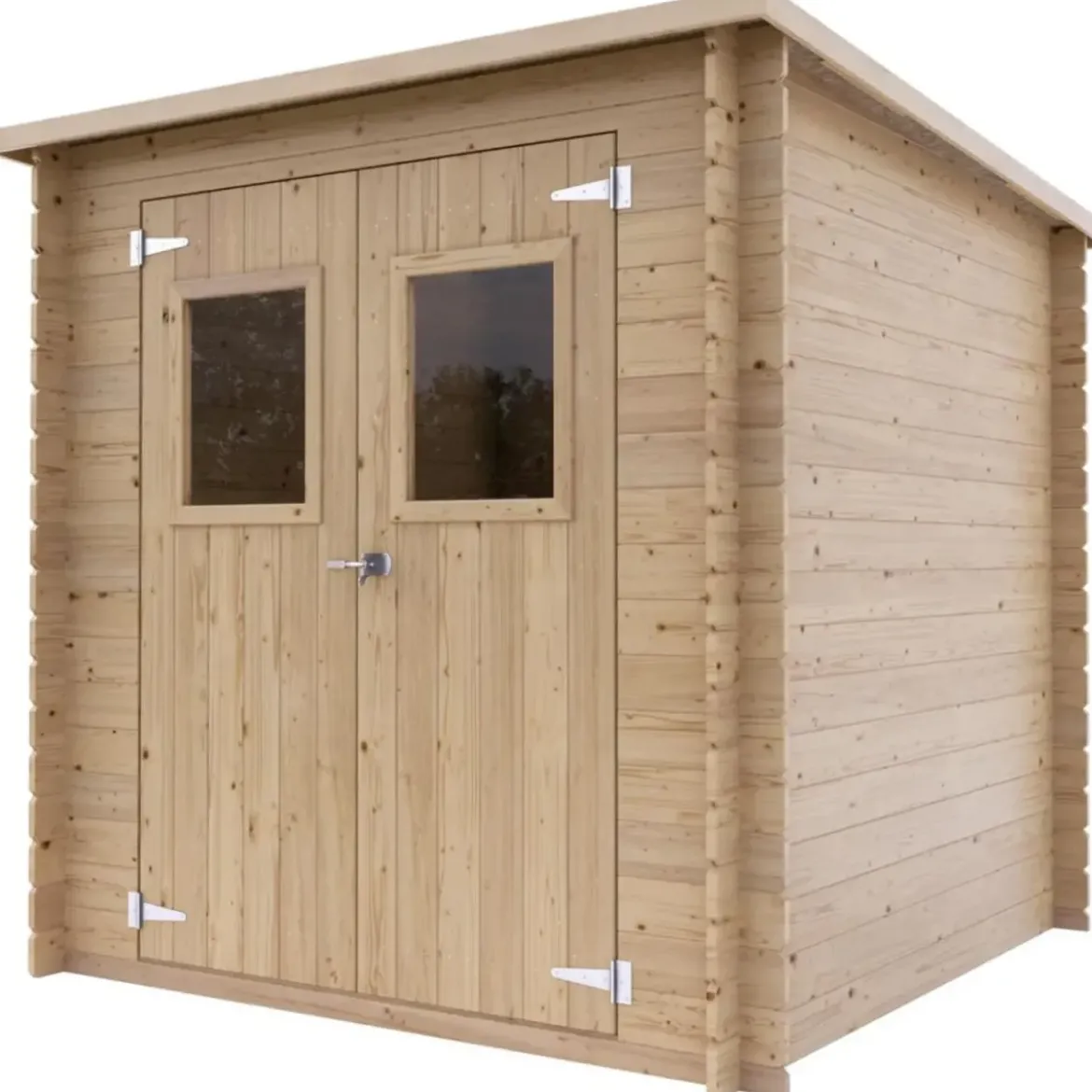 Casetta in Legno da Giardino Block House 2x2 m Doppia Porta Finestrata