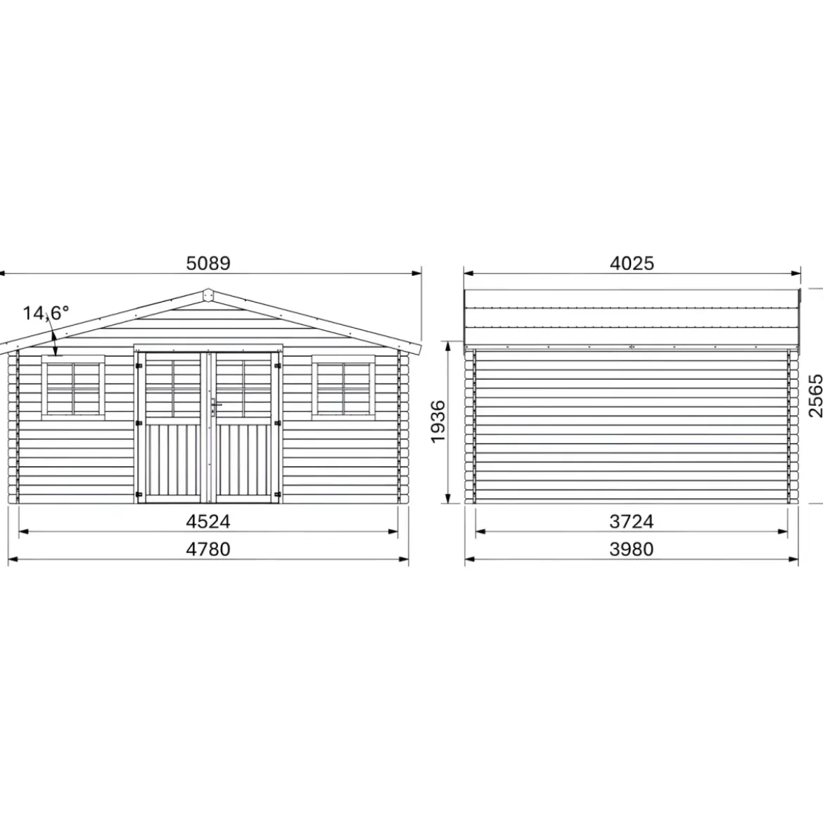 Casetta in Legno da Giardino 28mm 5x4 per Attrezzi Doppia Porta Finestre