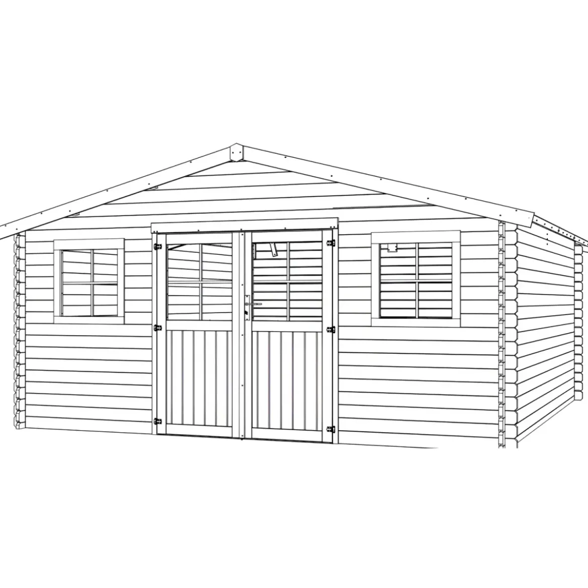 Casetta in Legno da Giardino 34mm 5x5 per Attrezzi Doppia Porta Finestre