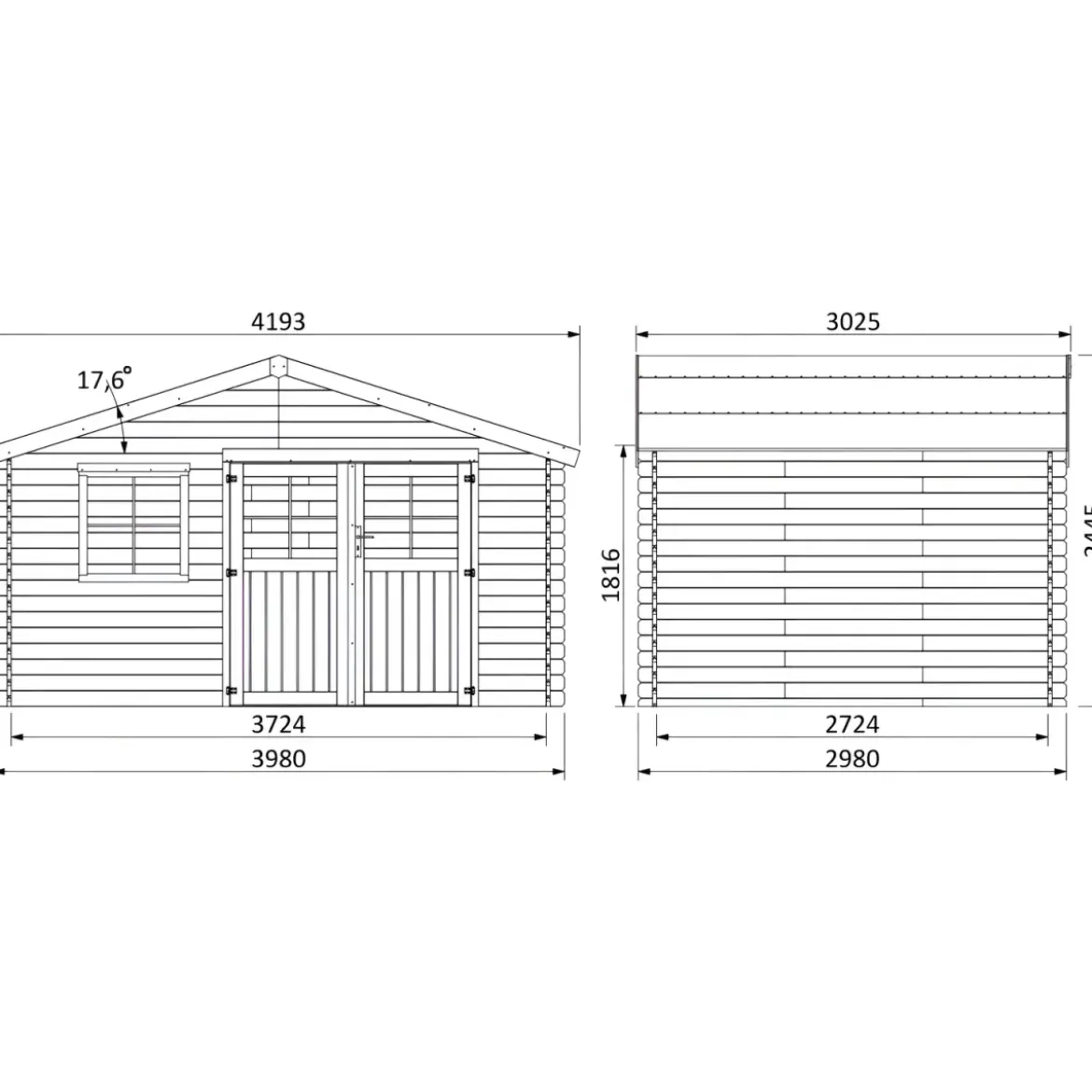 Casetta in Legno da Giardino 4x3 m 28mm BlockHouse