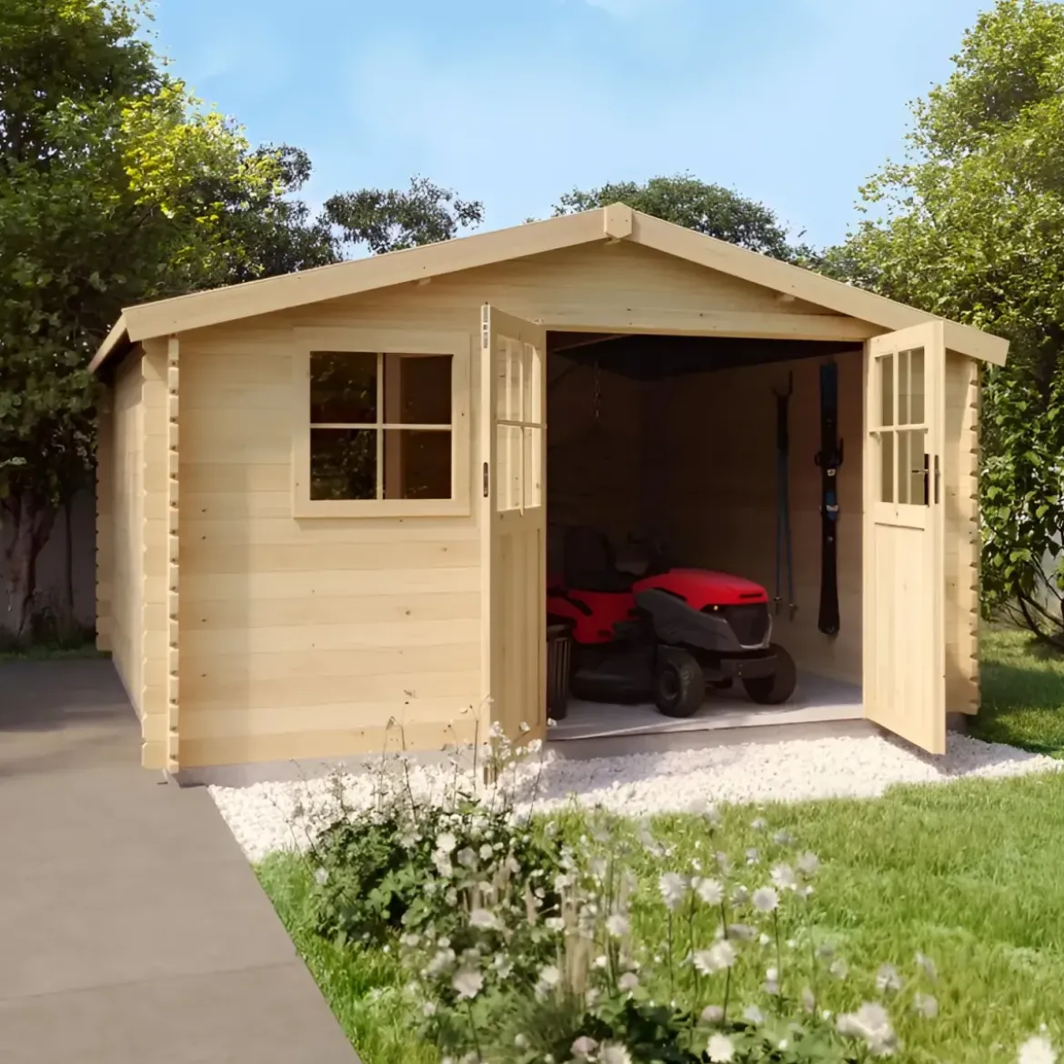 Casetta in Legno da Giardino 4x4 per Attrezzi Doppia Porta Block-House