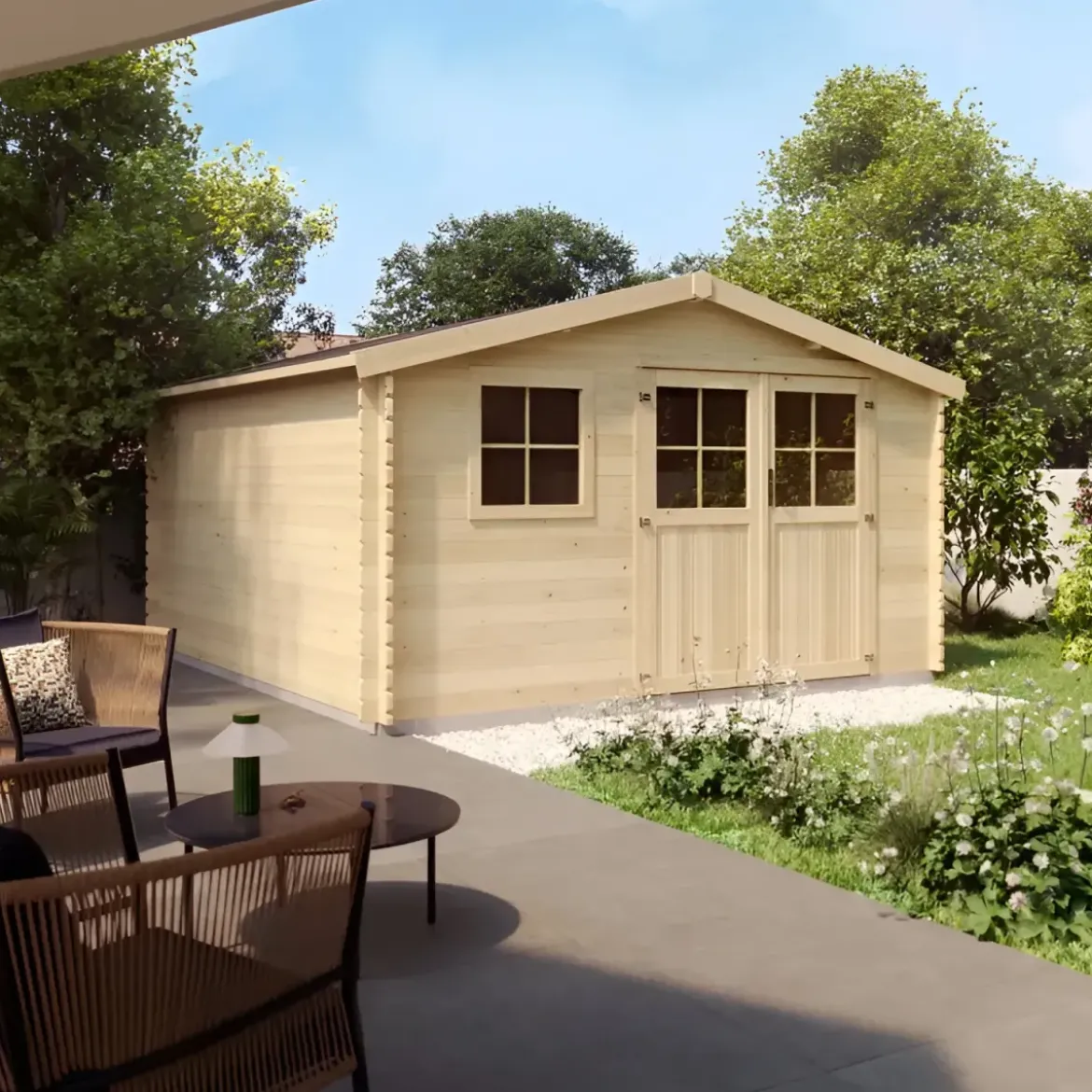 Casetta in Legno da Giardino 4x4 per Attrezzi Doppia Porta Block-House