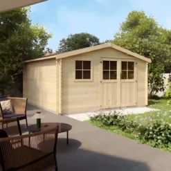 Casetta in Legno da Giardino 4x3 Doppia Porta Block-House 34mm