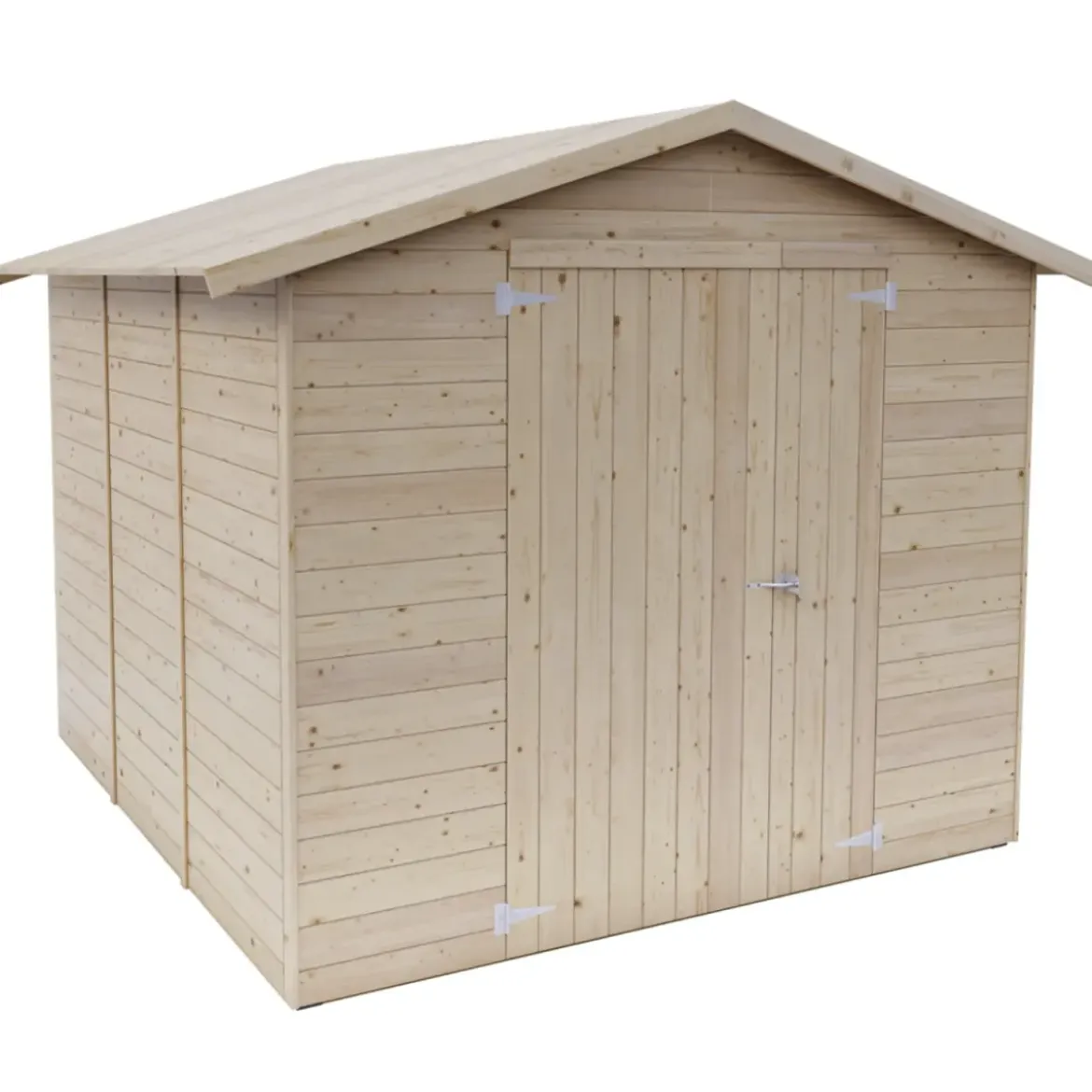 Casetta in Legno da Giardino 238x245 cm con Porta Doppia a Battente