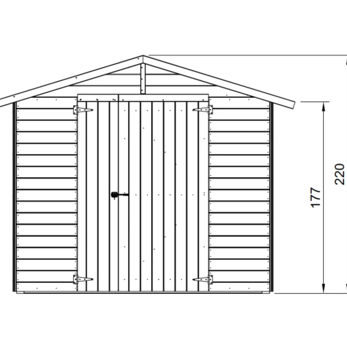Casetta in Legno da Giardino 238x245 cm con Porta Doppia a Battente