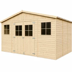 Casetta in Legno Giardino 4x4 17 mm Tetto OSB Porte Doppie Finestre