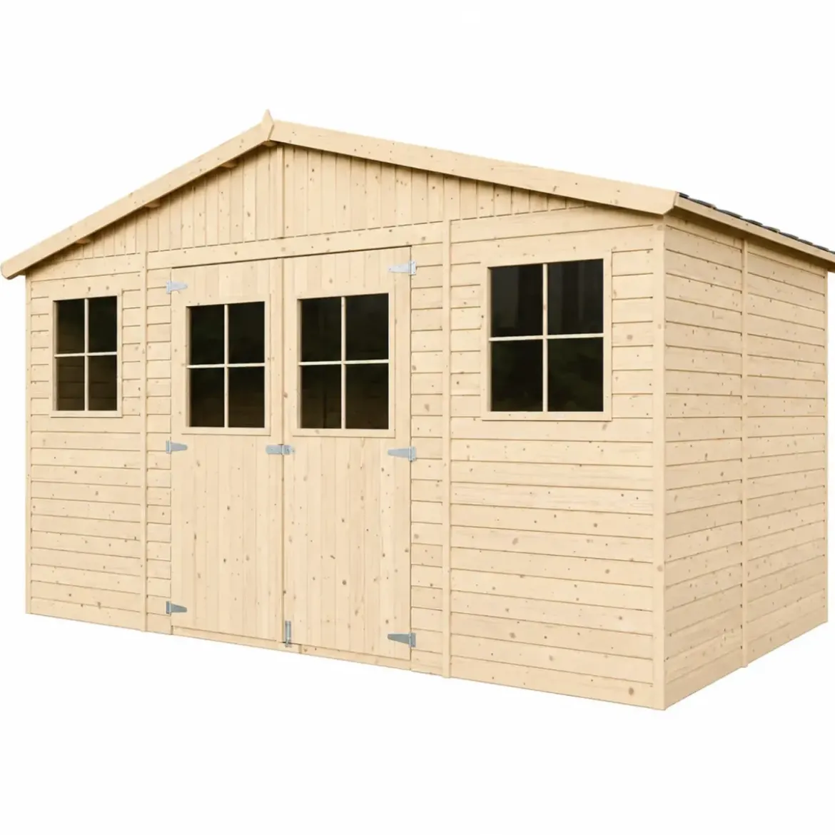 Casetta in Legno Giardino 4x3 Pannelli 17 mm Porte Doppie Finestre