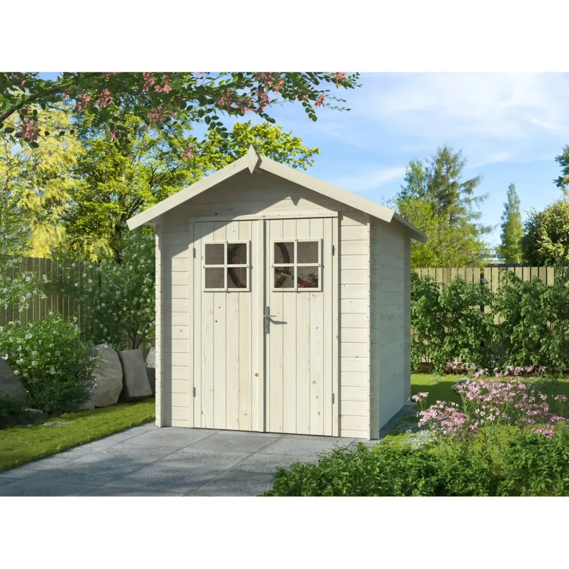 Casetta in Legno Grezzo 19 mm 200x200 cm Blockhouse Porta Doppia