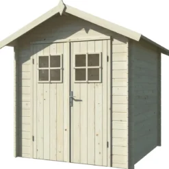 Casetta in Legno Grezzo 19 mm 200x200 cm Blockhouse Porta Doppia