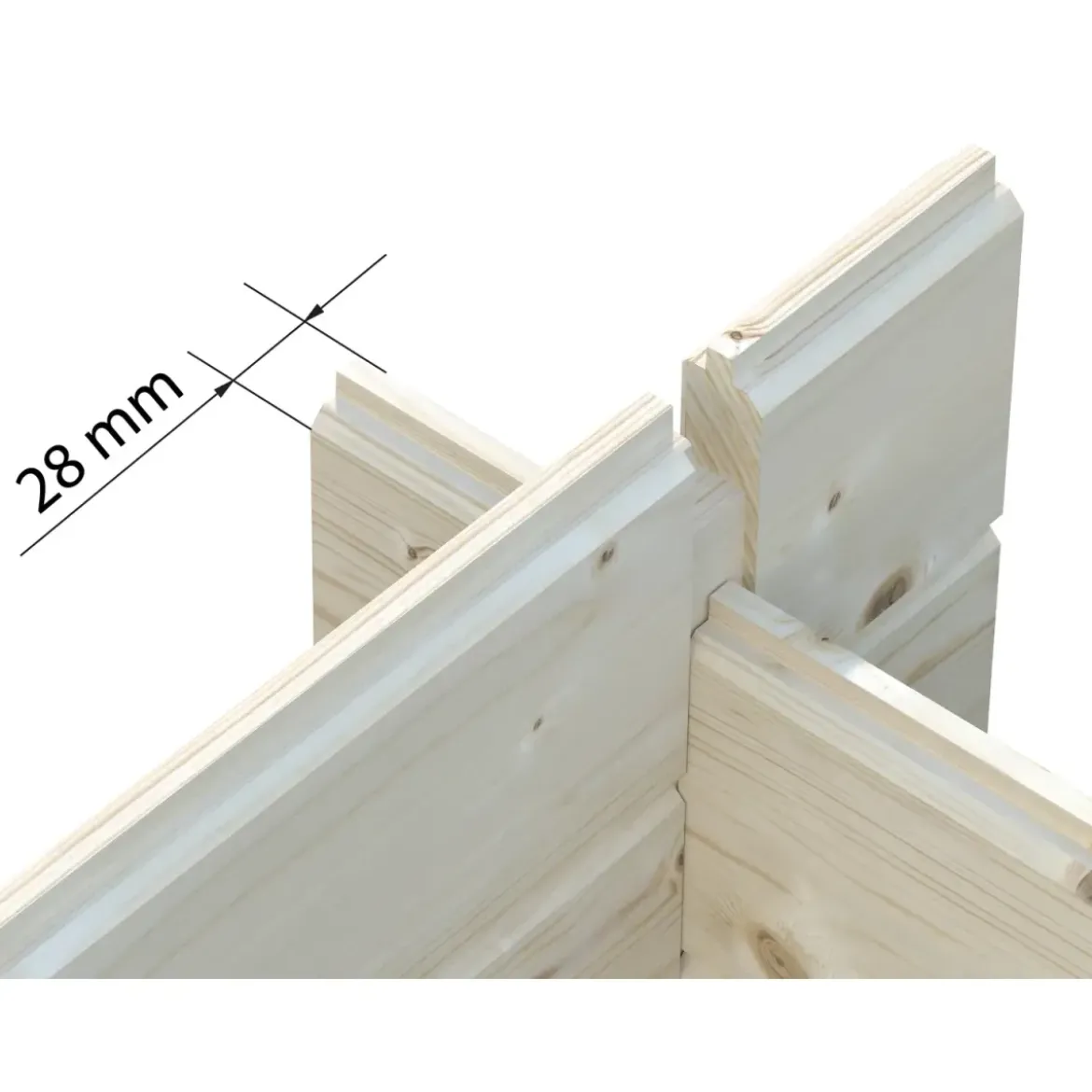 Casetta in Legno Grezzo 28 mm 218x218 cm Blockhouse con Pavimento