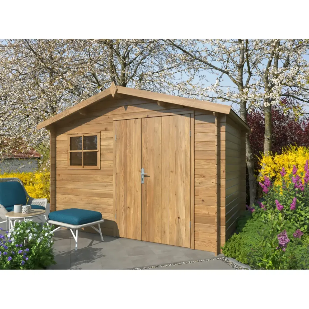Casetta in Legno Impregnato 296x200 cm Blockhouse 19 mm con Finestra