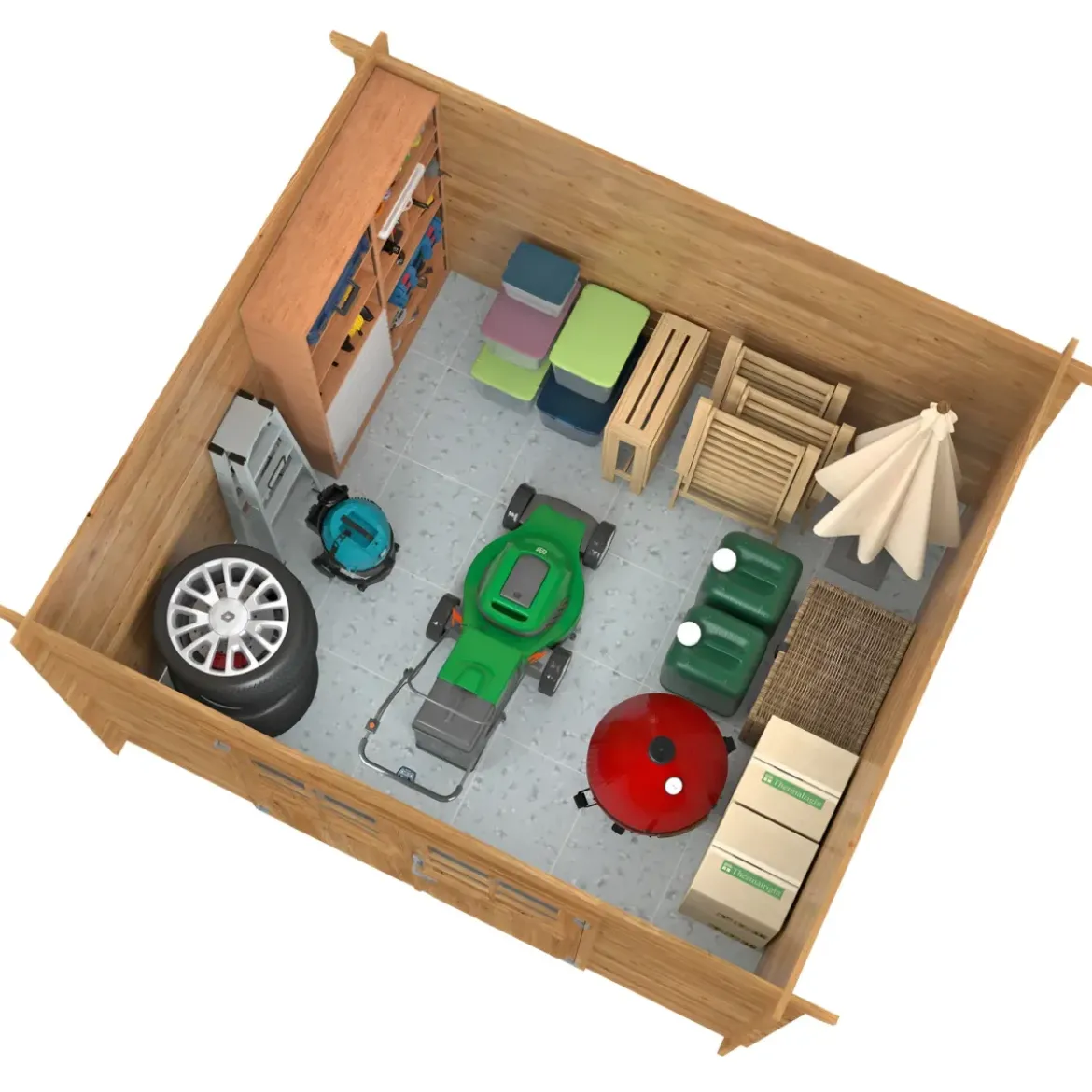 Casetta in Legno Impregnato 322x292 Blockhouse 28 mm Porta Doppia