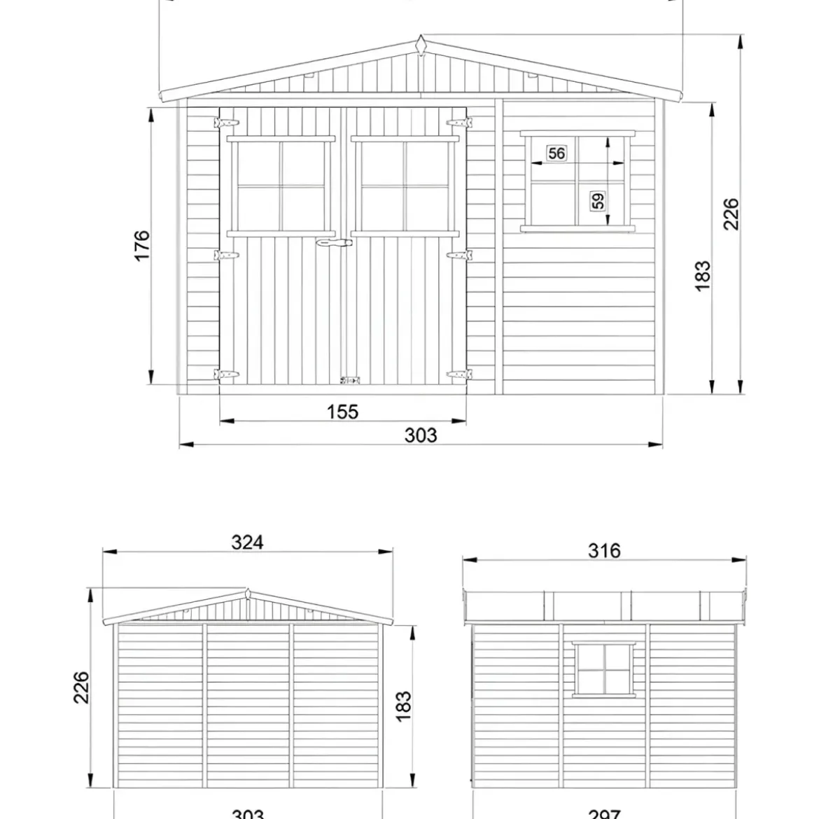 Casetta in Legno 17 mm 3x3 Box in Legno Timbela a Pannelli