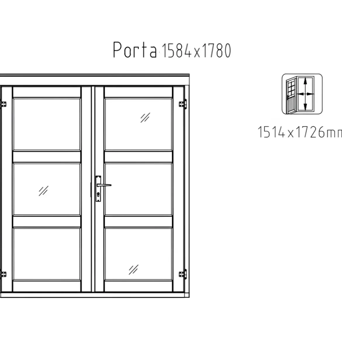 Casetta in Legno 19 mm 280x184 cm Blockhouse Porta Doppia Vetrata
