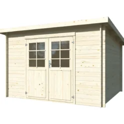 Casetta in Legno Naturale 28 mm 322x292 cm Blockhouse Doppia Porta