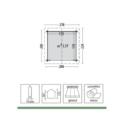 Casetta in Legno porta attrezzi 2x2 19mm superfice interna 3mq