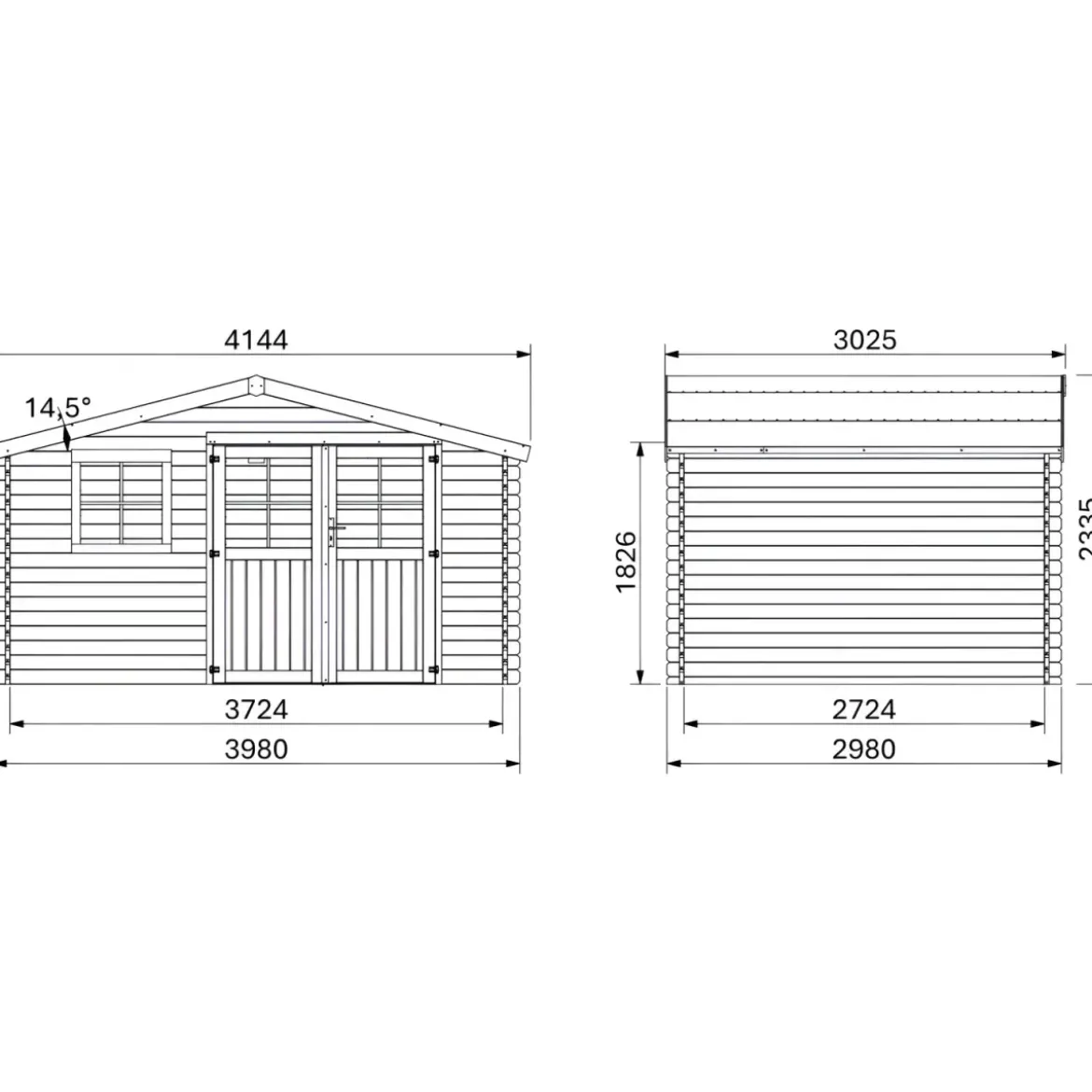 Casetta in Legno Trattato da Giardino 4x3 Doppia Porta Block-House 34mm