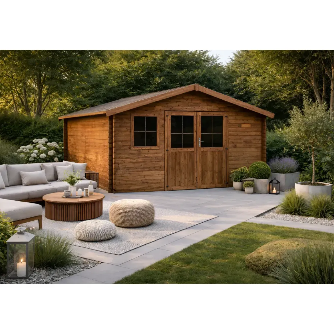 Casetta in Legno Trattato da Giardino 4x3 Doppia Porta Block-House 34mm