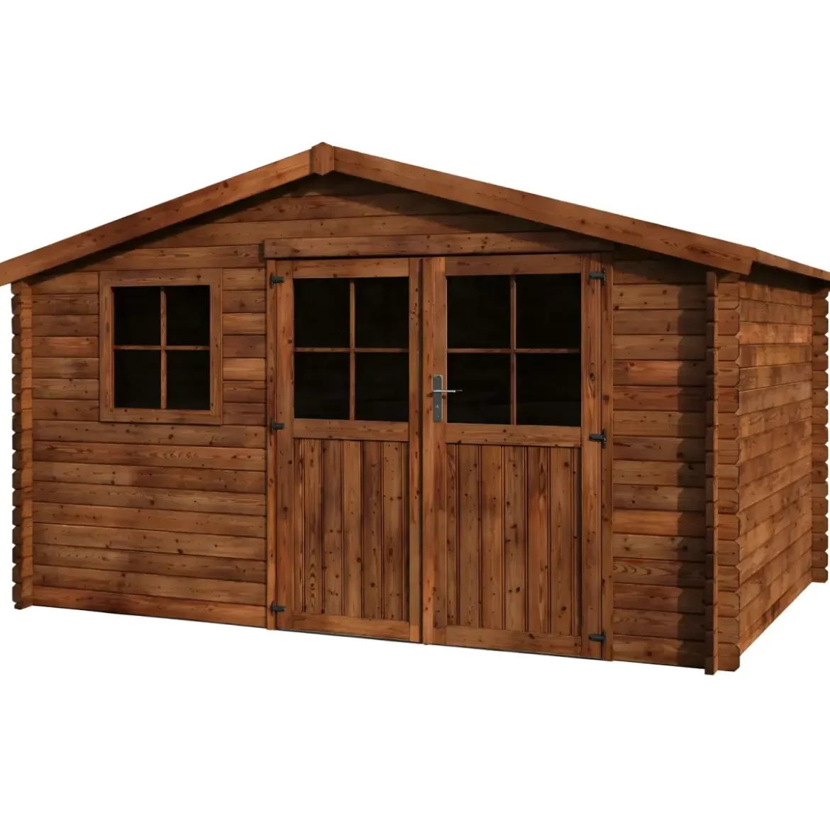 Casetta in Legno Trattato da Giardino 4x3 Doppia Porta Block-House 34mm