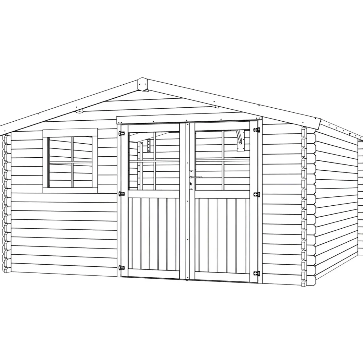 Casetta in Legno Trattato 34mm da Giardino 4x4 Doppia Porta Block-House