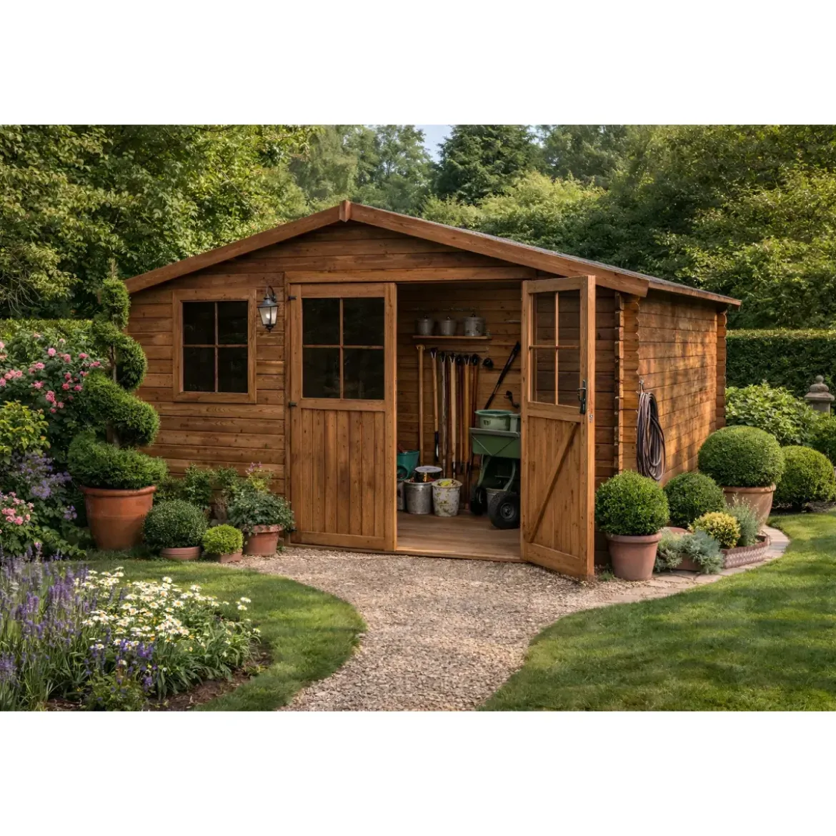 Casetta in Legno Trattato 34mm da Giardino 4x4 Doppia Porta Block-House