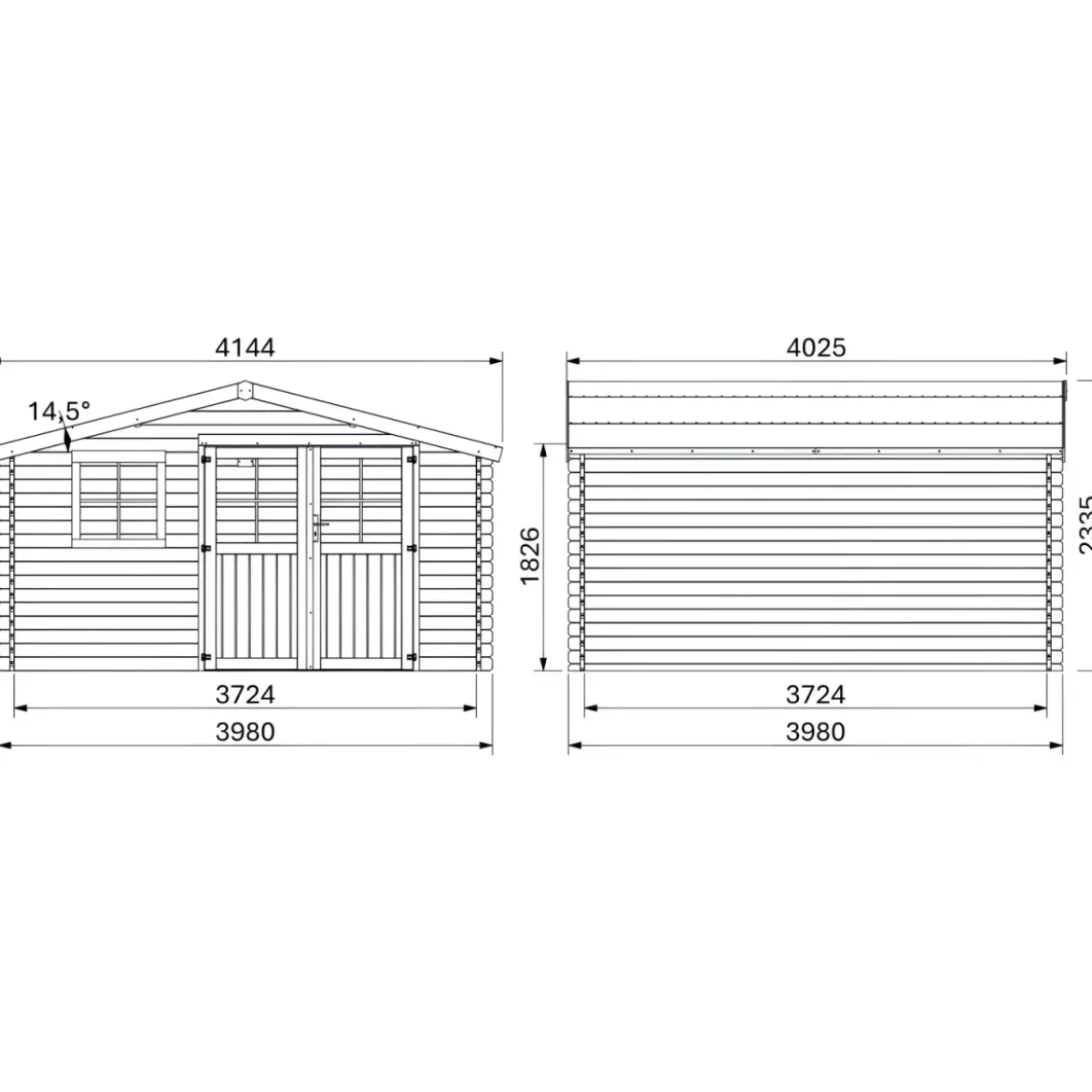Casetta in Legno Trattato 34mm da Giardino 4x4 Doppia Porta Block-House