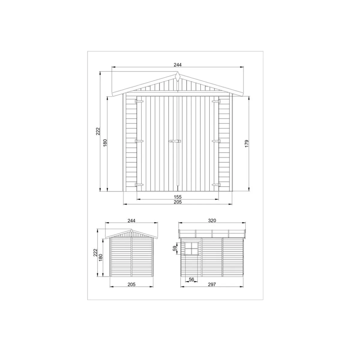 Casetta in Legno 2.4x3.2 a Pannelli 17 mm Garage Box Rimessa Moto