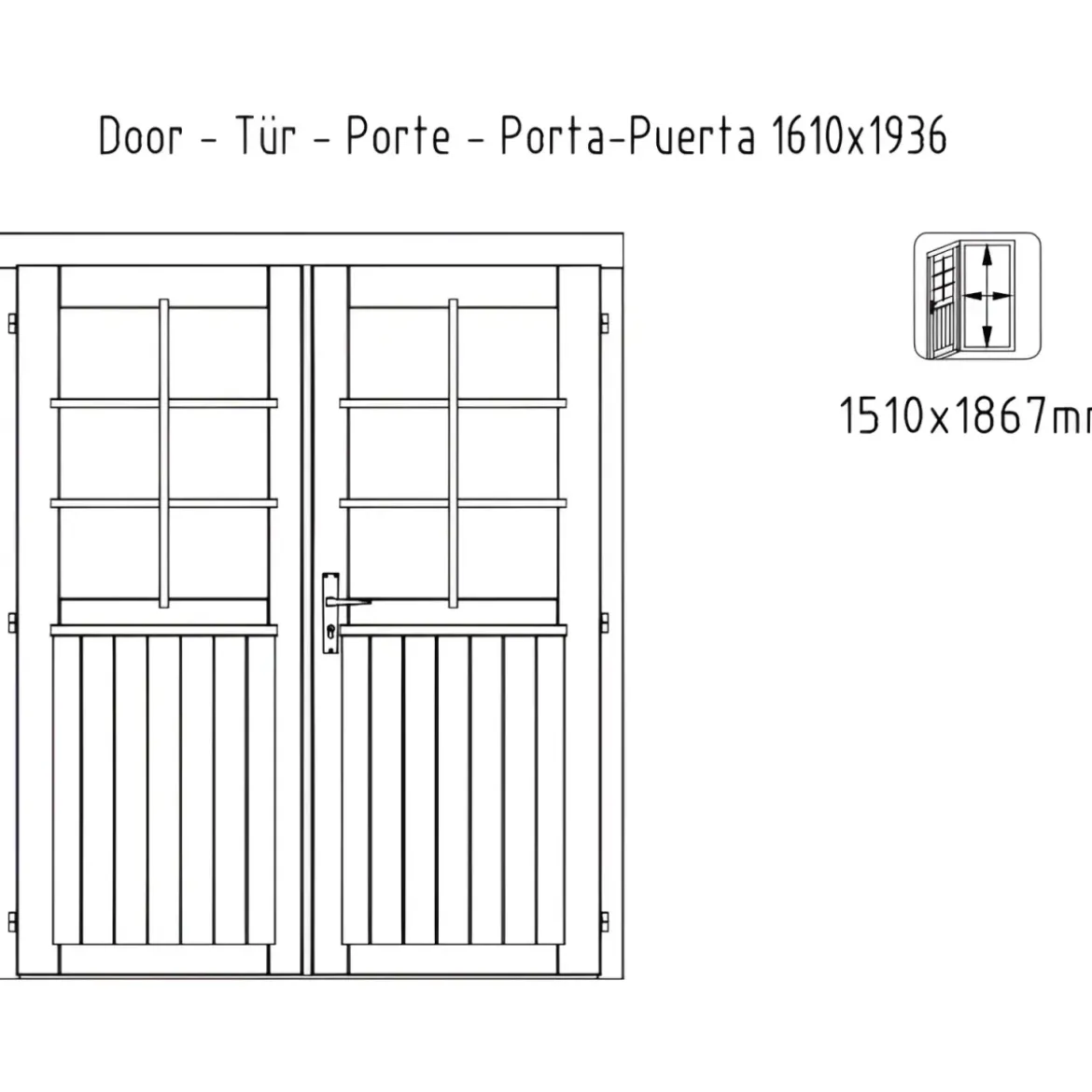 Casetta in Legno 500x445 cm Blockhouse 40 mm Doppia Porta Finestra