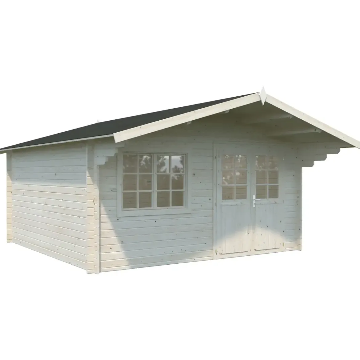 Casetta in Legno 446x446 cm Blockhouse 40 mm Doppia Porta Finestra