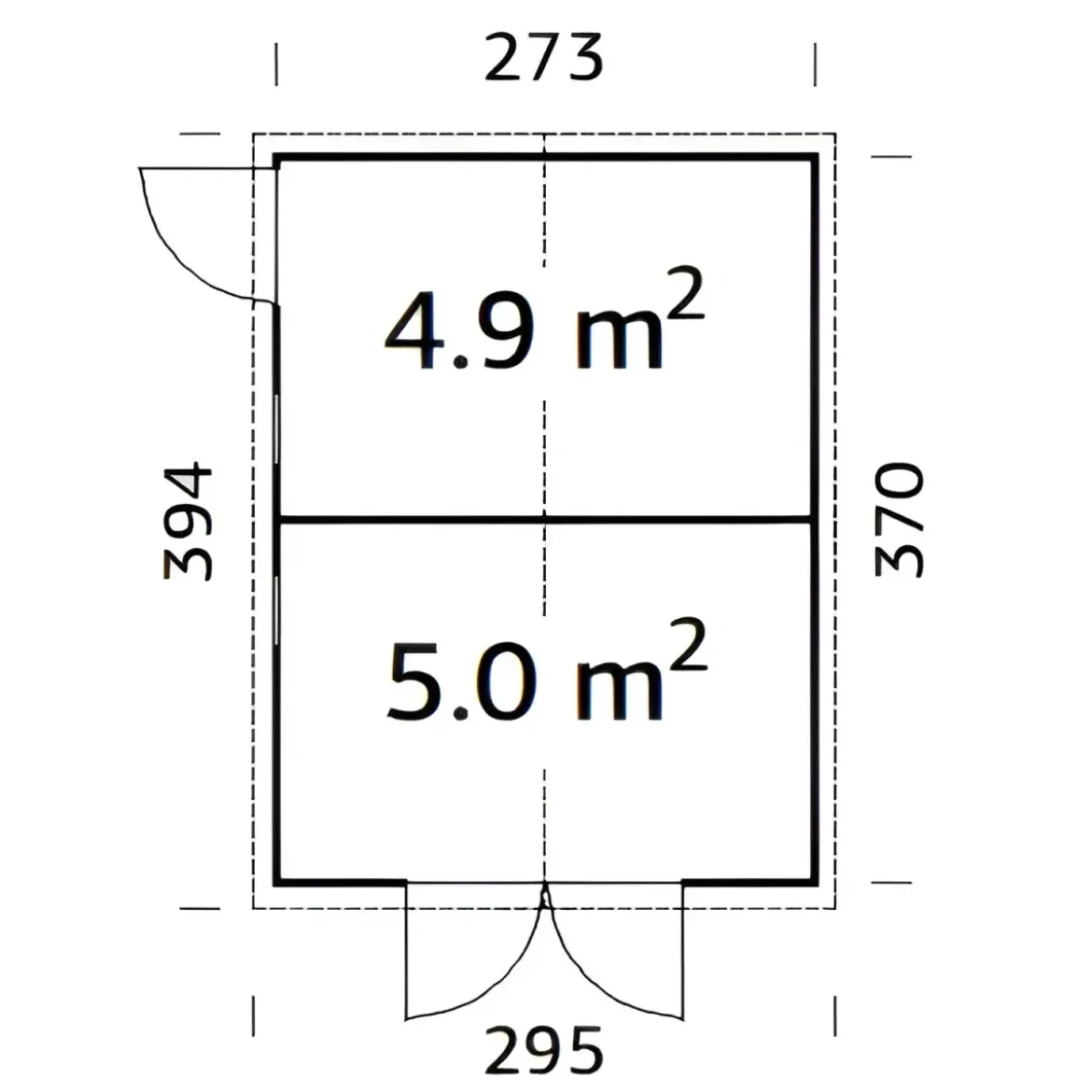 Casetta in Legno 273x370 cm 16 mm Doppia Porta Finestre con Pavimento