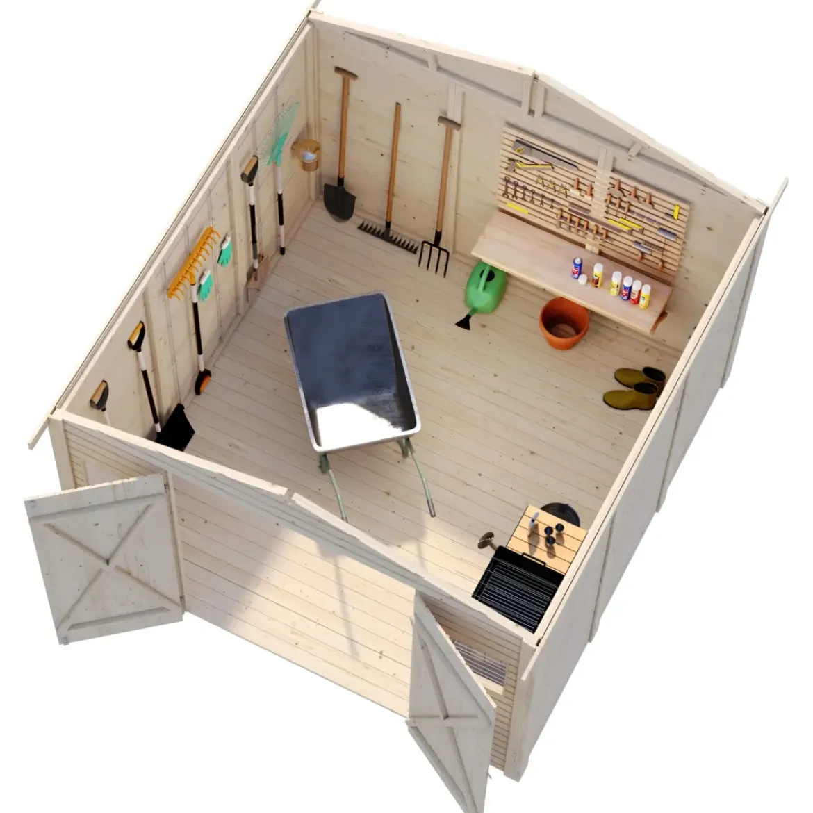 Casetta in Legno 273x280 cm 16 mm Doppia Porta Finestre con Pavimento