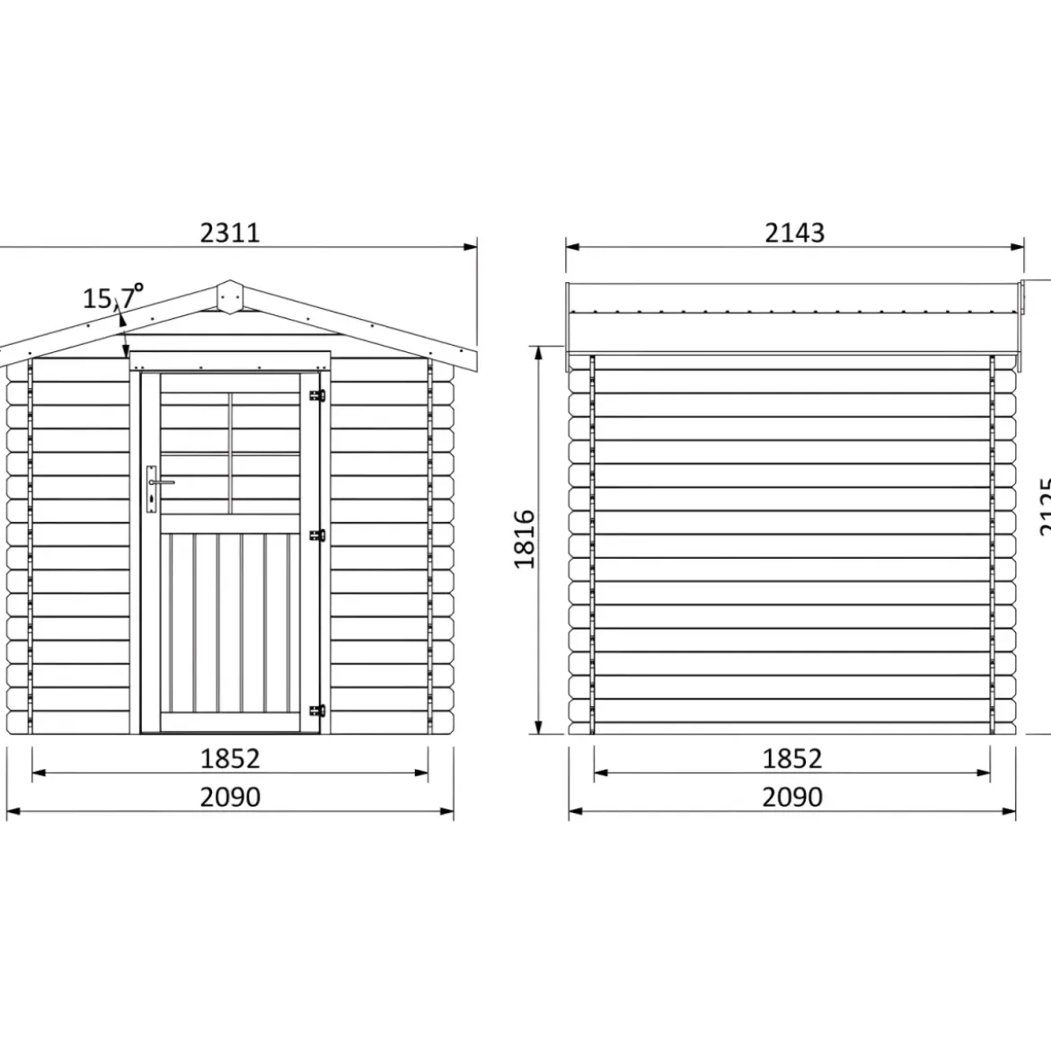 Casetta in Legno 2x2 con sistema Block House