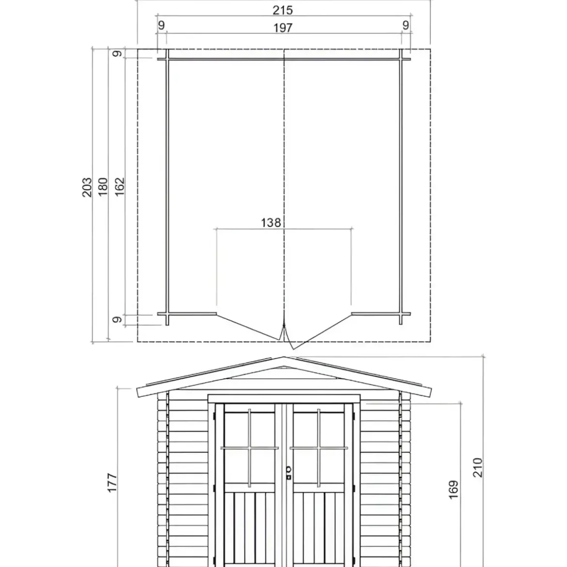Casetta in Legno 2x1.8 25 mm con Pavimento Rimessa Porta Attrezzi da Giardino