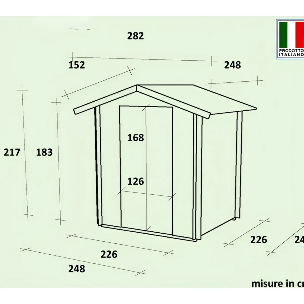 Casetta in Legno 2.5x2.5 19 mm con Pavimento Rimessa Ricovero Attrezzi Giardino