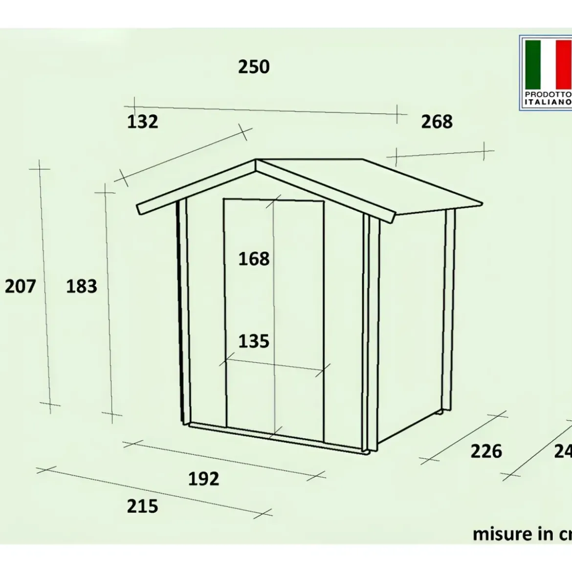 Casetta in Legno 2x2.5 25 mm con Pavimento Rimessa Porta Attrezzi da Giardino