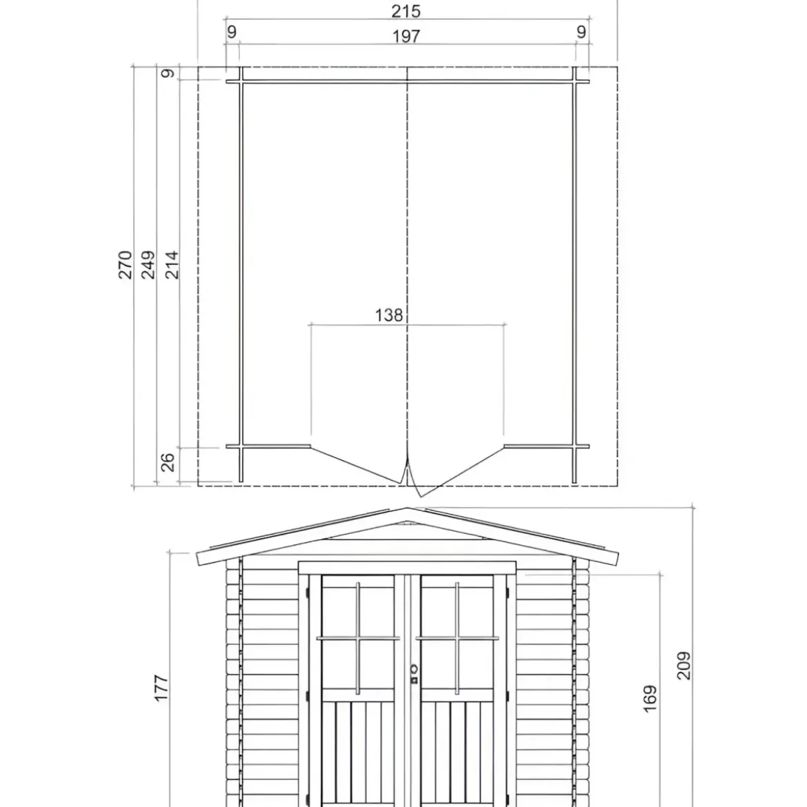 Casetta in Legno 2x2.5 25 mm con Pavimento Rimessa Porta Attrezzi da Giardino