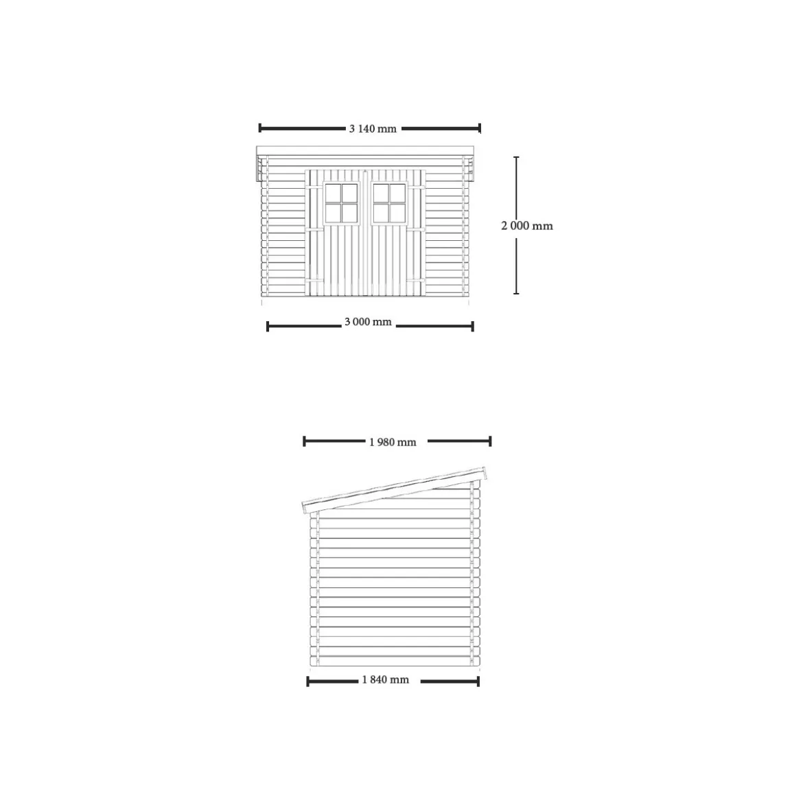 Casetta in Legno 3x1.85 Spessore 20 mm Block House da Giardino Attrezzi Rimessa