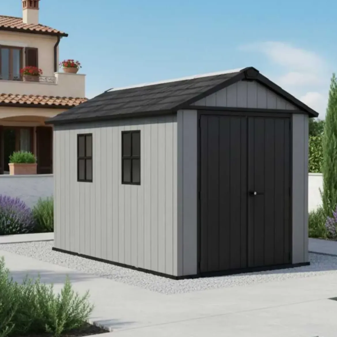 Casetta Keter Newton Plus da Giardino Box in Resina Grigio 230x350 cm