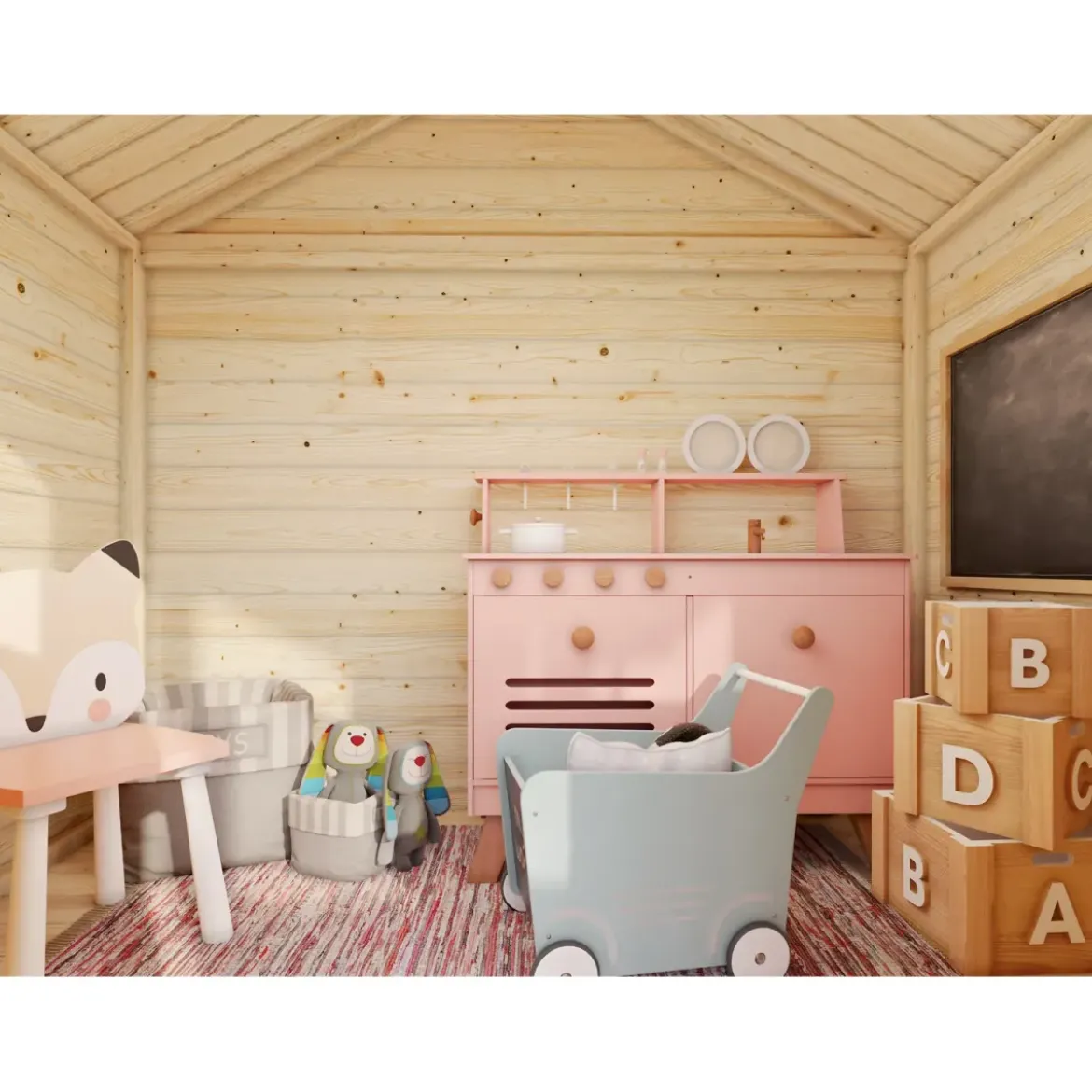 Casetta per Bambini in Legno Rialzata 180x192cm da Esterno Scalette