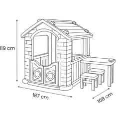 Casetta per Bambini Plastica 187x108x119 cm con Tavolo e Sedie Esterno